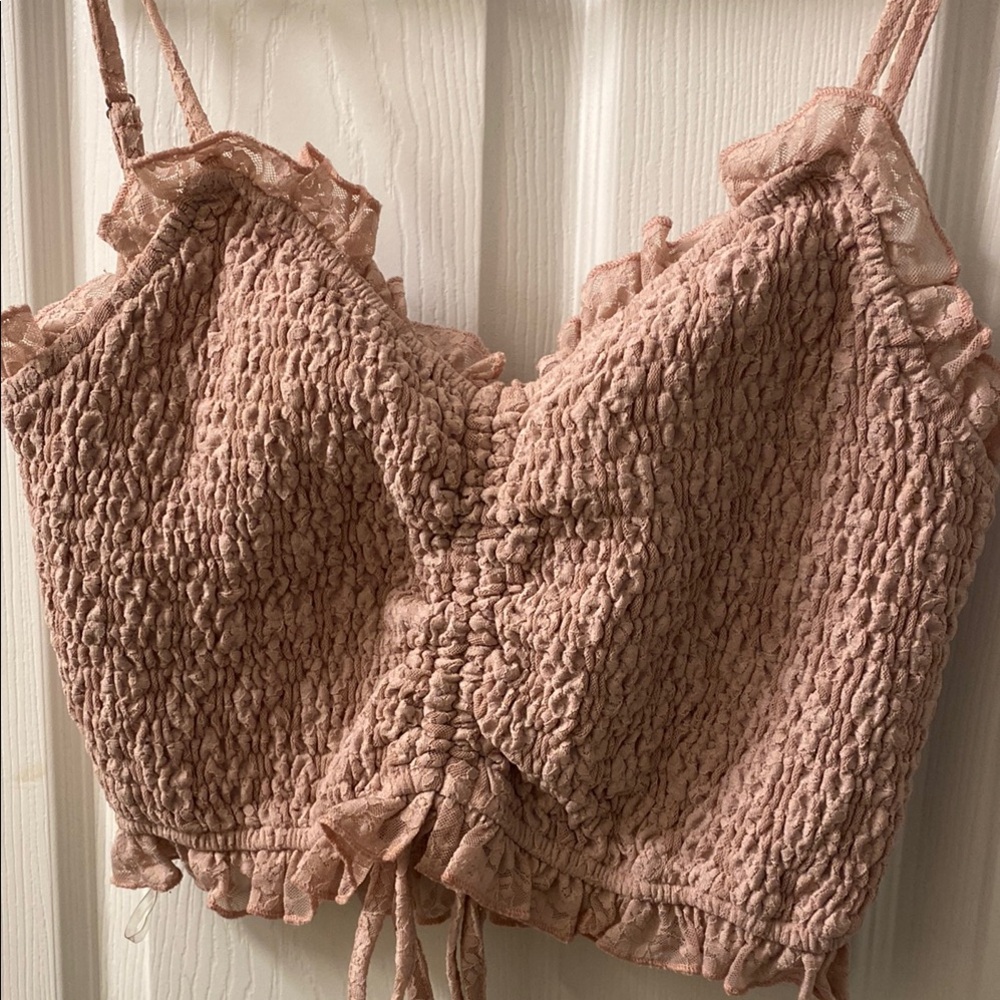 Pink Smocked Crop Top